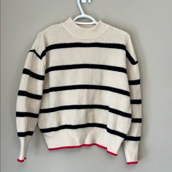 Striped Sweater with Black and Red Accents size M - Picture 1 of 9